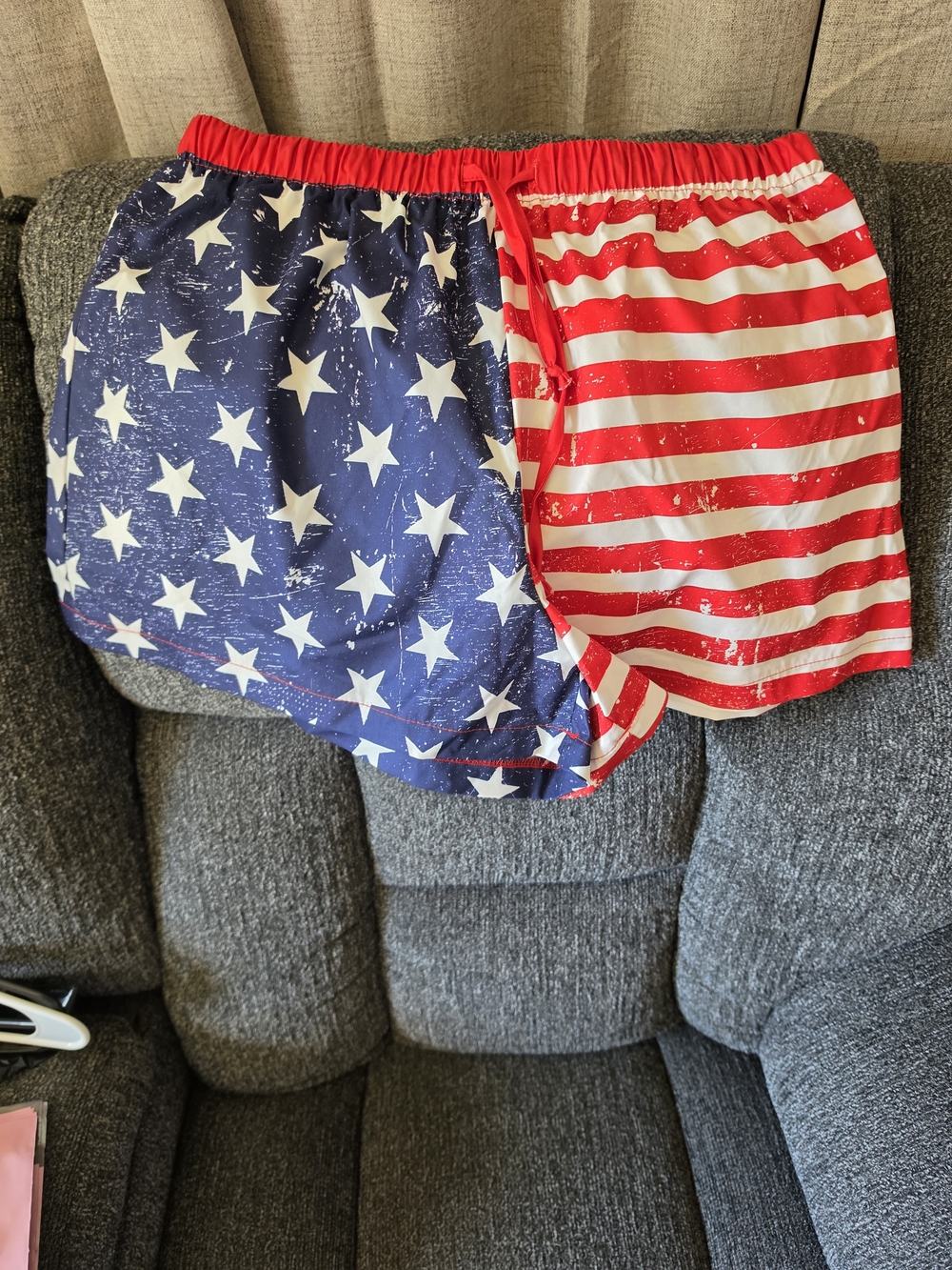 SHEIN Red, White & Blue Stars & Stripes Men's Swim Shorts